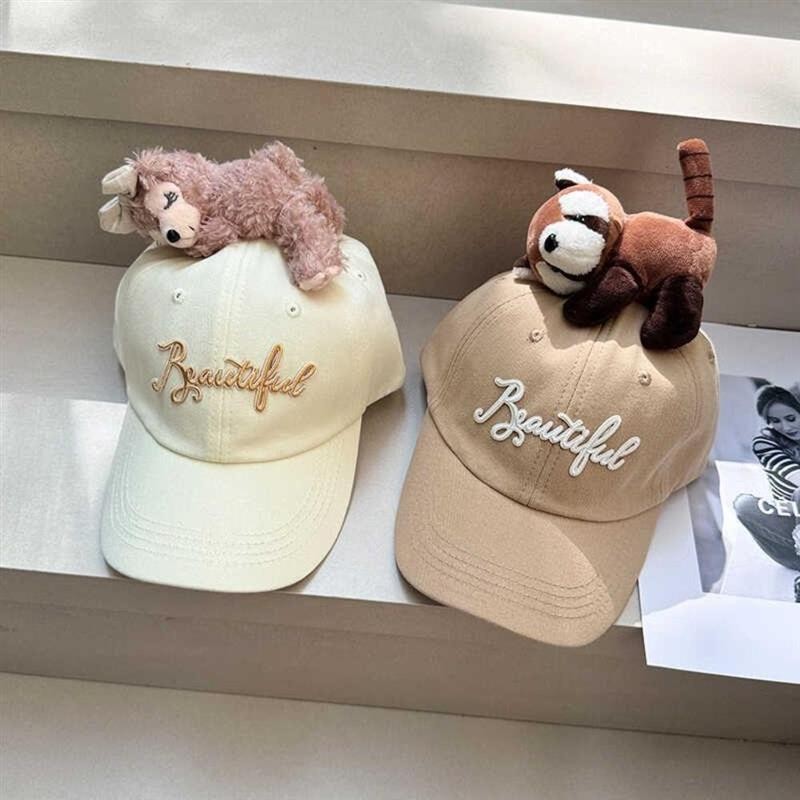 kp✨鴨舌帽,洛索凱蒂貓棒球帽,透氣的毛絨公仔可調節的棉布防曬帽夏天