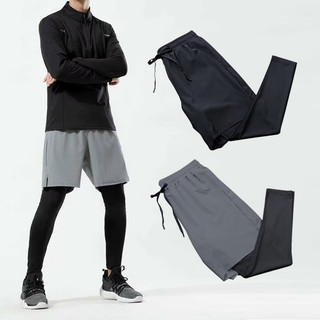 M-5XL Men's 2 in 1 Running Pants Sport Fitness Pants Seluar