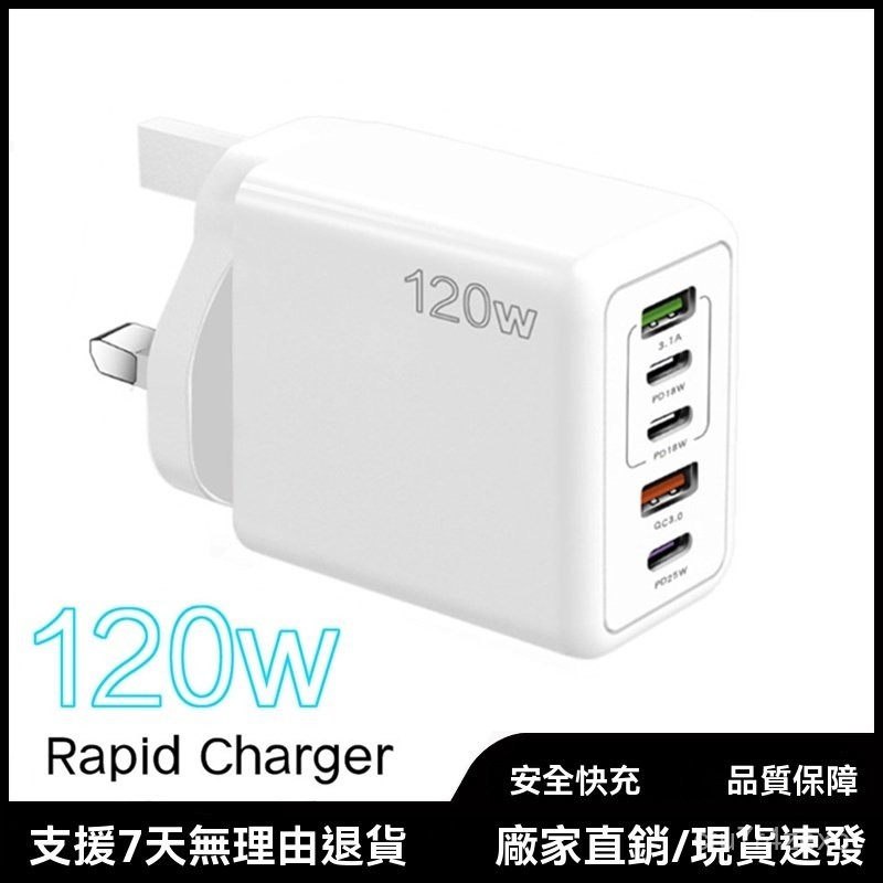 公司發票+免運 120W歐規圓角插頭 圓孔插頭充電器 歐洲旅行插頭 3type-c多接口適用 插頭轉USB USB轉換插