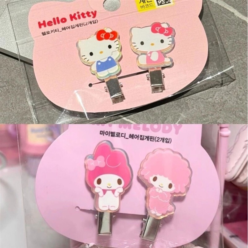 甄選好物🎀Kitty髮夾 美樂蒂髮夾🎀 可愛三麗歐卡通美樂蒂凱蒂貓髮夾甜美劉海邊夾少女鴨嘴頭飾劉海髮飾 kitty髮夾