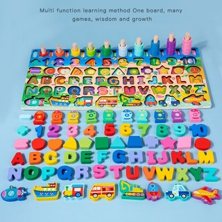 Montessori Jigsaw Educational Toys 3D Wooden Puzzles Board E