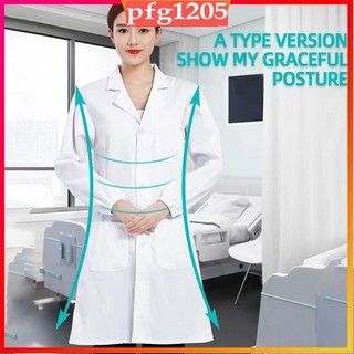 Long Sleeve Lab Coat Doctor Laboratory Lab Coat Gown White L