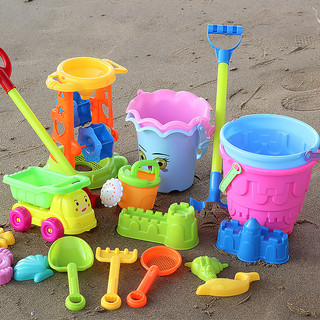10pcs Beach Sand Play Toys Set Bucket Shovel Rake Water Whee