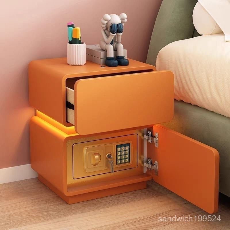 床頭櫃一體現代家用臥室多功能無綫收納保險箱保險櫃帶燈簡約床頭櫃 床邊櫃 保險櫃 高端床頭櫃 收納櫃 置物櫃 抽屜櫃