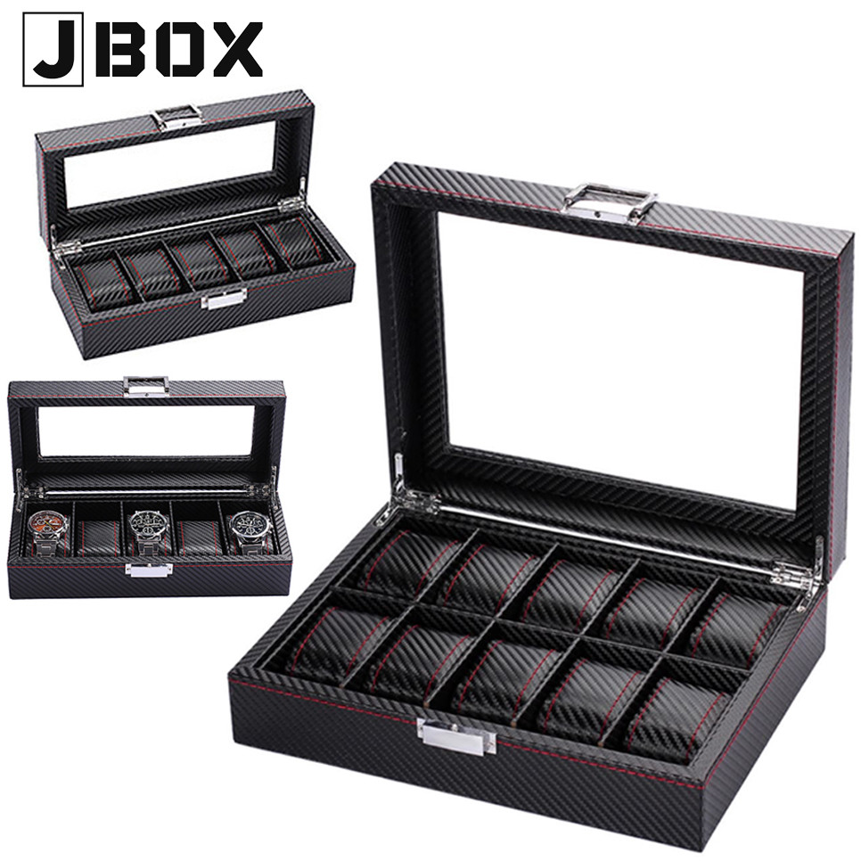 Carbon Fiber PU Design Watch Box 5 Slot / 10 Slot / 12 Slot
