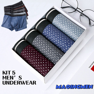 L-5XL / 5 Pcs Men's Boxer Briefs Ice Silk Boxer Briefs For M