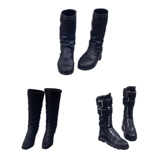 1:6 Female Shoes Mid-calf Long Boots Black for 12inch Phicen