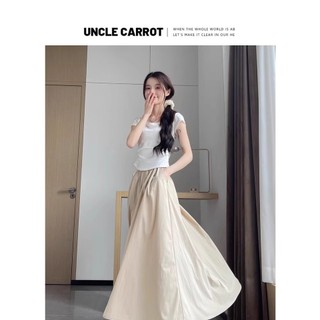 [有口袋]新款冰絲薄款半身裙夏季款顯瘦垂感長裙高腰山本裙女 洋裝長裙 高腰半身裙 a字裙 顯瘦 中長裙 長裙 半身裙