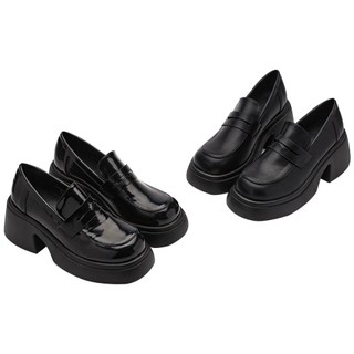 【Grace Gift】樂福鞋 包鞋 皮鞋【校園女神增高輕量厚底樂福鞋】2色 35-40號 厚底鞋 通勤鞋