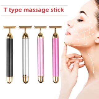 24K Gold Facial Lifting Bar Roller T Shaped Vibrating Tool S
