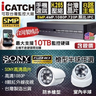 可取監視器 套餐 Icatch 500萬 8路主機+ SONY AHD 1080P 攝影機 M無名 H.265