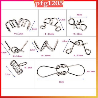 (✿Toys✿)8pcs/Set Metal Puzzle Wire IQ Mind Brain Kids Adults