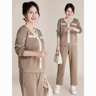春秋休閒運動中年媽媽服套裝 新款中老年衛衣女 春秋洋氣兩件套 媽媽裝 大碼女裝