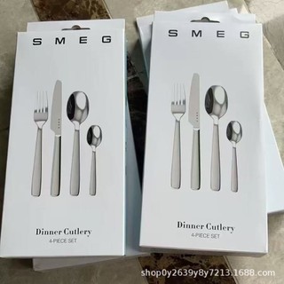 SMEG餐刀刀具 西餐 餐具 四件套 刀 勺子 叉子 不鏽鋼餐具 西餐餐具 鋸齒刀 刀叉餐具 牛排刀湯勺 餐刀不鏽鋼湯勺