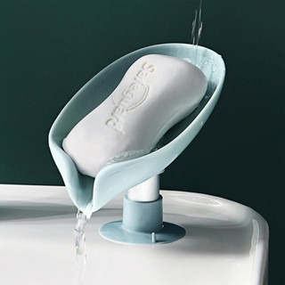 Leaf Shape Soap Dish Soap Drain Shelf Suction Cup No Drillin
