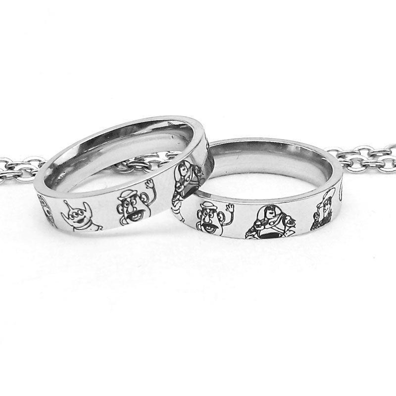 三眼仔 玩具總動員周邊💖 巴斯光年玩具總動員動漫尾戒鈦鋼不掉色指環胡迪翠絲男女款戒指潮 巴斯光年 動漫周邊