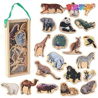 臺灣出貨🔥冰箱磁貼適用於兒童動物園動物,冰箱磁貼適合幼兒兒童磁鐵玩具幼兒學習開發玩具磁性玩具嬰兒兒童木製動物磁鐵