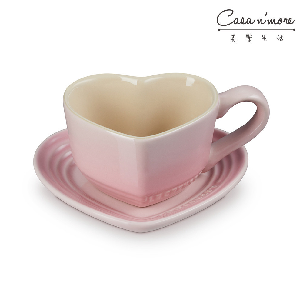 Le Creuset 愛心馬克杯盤組 茶杯 陶瓷杯 茶杯 陶瓷杯組 220ml 牛奶粉  [美學生活]
