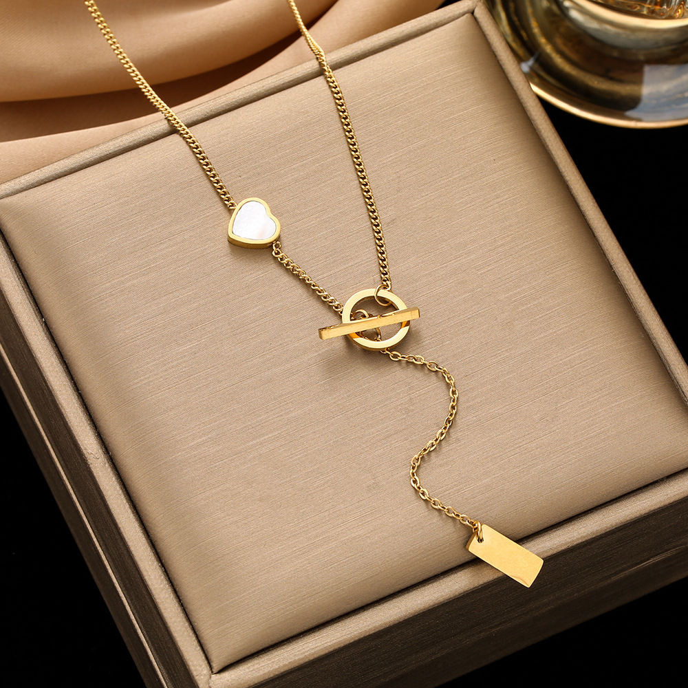 星彤精品飾品-愛心抽拉鎖骨鏈ins高級感小衆冷淡風輕奢簡約百搭項鍊衣服配飾女