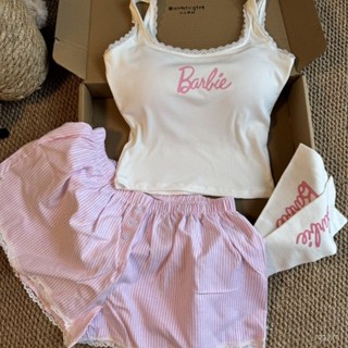 免運 ins韓國風 芭比穿搭 多巴胺穿搭 蕾絲花邊寬肩帶吊帶女夏純慾修身芭比辣妹顯瘦百搭上衣背心三件套