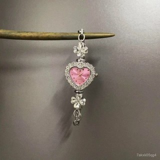 Vintage古著 Four-leaf clover love手錶手鏈小眾愛心鋯石手飾女