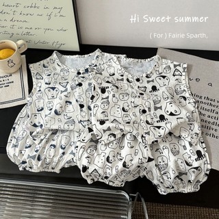 Mimo⭐兒童夏裝夏季背心套裝卡通動漫短褲夏季兩件套