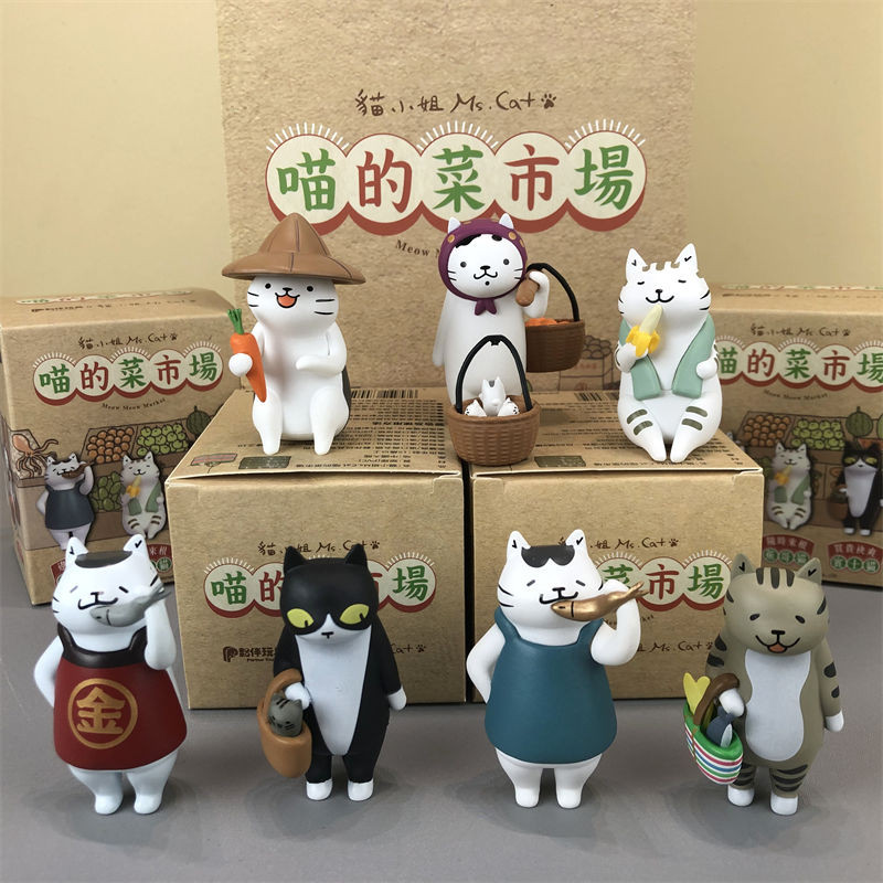 7*5 十八銅人貓 夥伴玩具 喵喵叫國術館 跛腳貓 夥伴玩具手辦喵的菜市場盒蛋可愛俗賣貓景觀公仔擺件