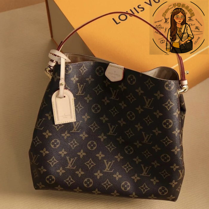 精品現貨 LV GRACEFUL PM 老花 米色內裡 磁扣 單肩 購物包 M43700 現貨