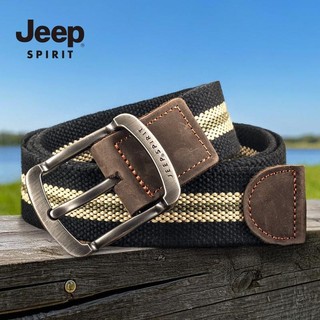 JEEP SPIRIT吉普帆布腰帶男士皮帶針扣編織休閒年輕人褲帶女潮流