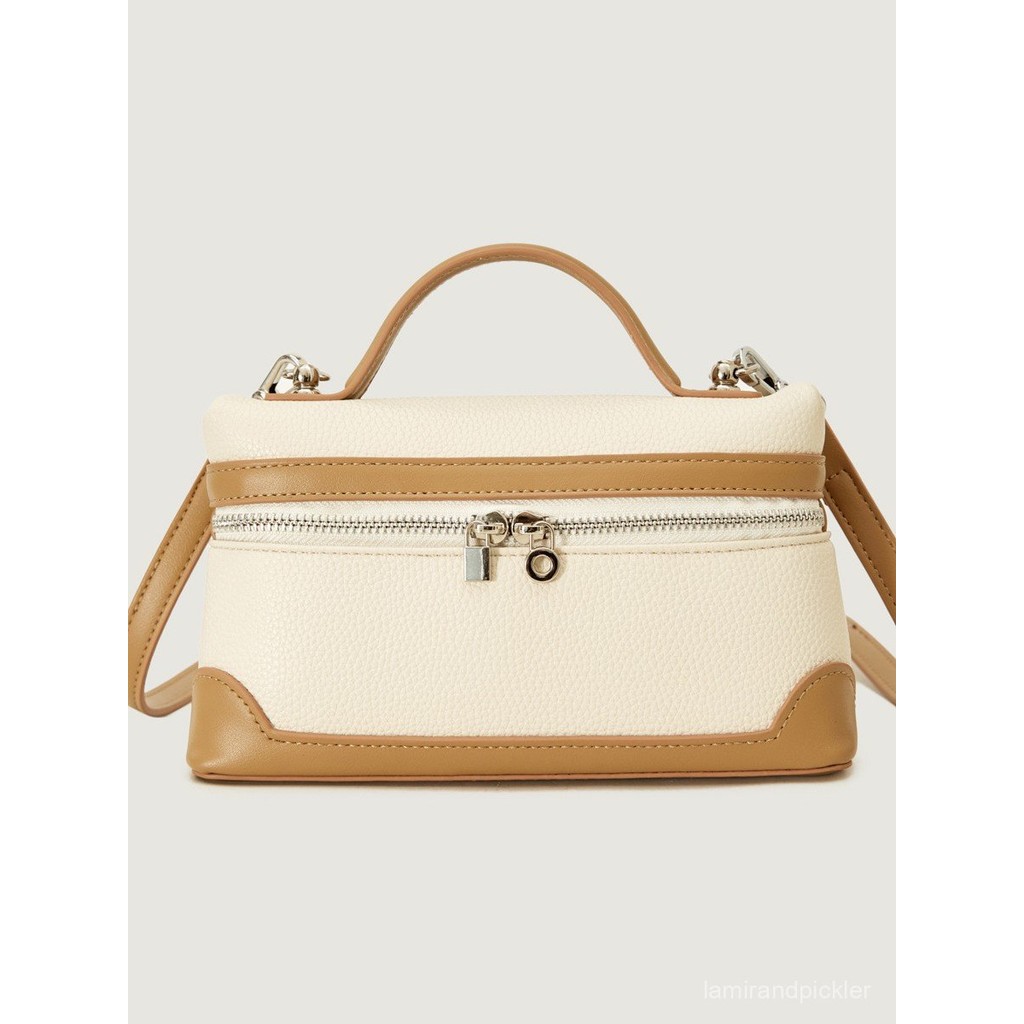 秋冬包包 斜挎包 手提包 腋下包 單肩包 歐美複古時尚手提盒子小方包包女2025新品百搭撞色拚接斜挎包