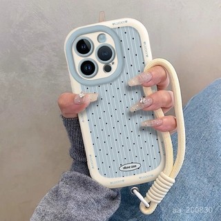 藍條紋黑波點保護殼 適用蘋果16Plus手機殻xsmax全包iPhone15/14/13/12/8/7Promax手機殼