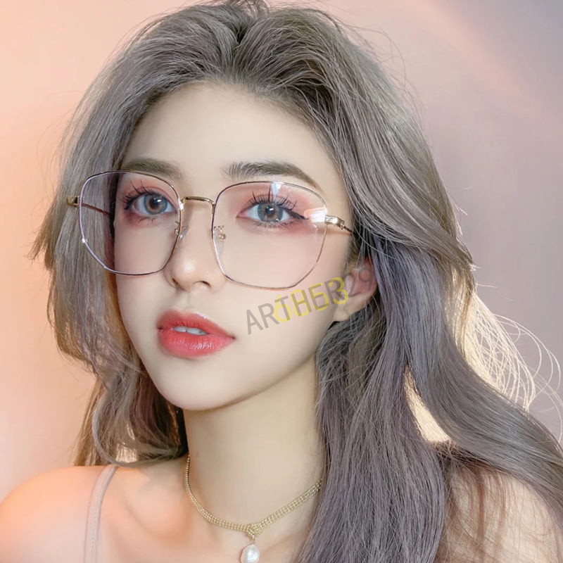 💕近視眼鏡💕細框眼鏡 金絲眼鏡 男方形大框潮拚色眼鏡 女近視可配度數眼鏡 網紅大框眼鏡 高顔值ins風大臉顯瘦