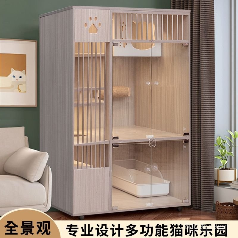 免運 實木貓籠  貓別墅 貓櫃子實木貓籠子貓別墅包郵貓籠木二層三層大號貓捨豪華貓櫃貓別墅透氣 貓捨貓屋 貓籠子 貓咪籠子