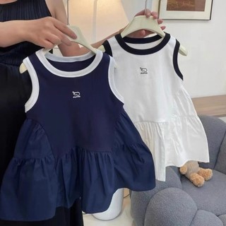 Mimo⭐韓版童裝女童拚色連衣裙夏季小女孩氣質高級背心裙