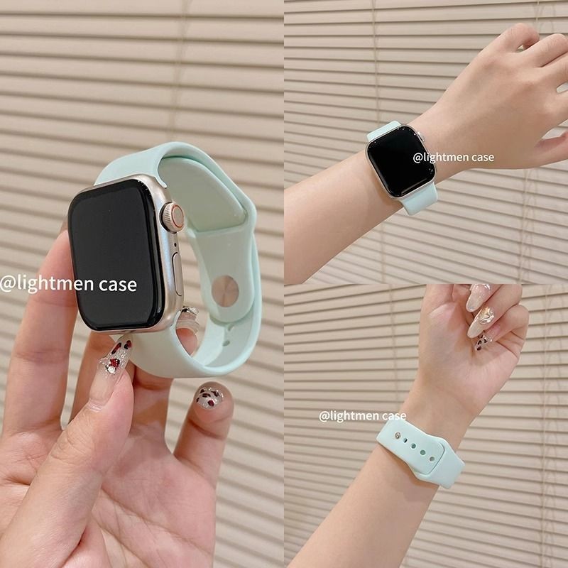 錶帶✨顯白純色硅膠8適用iwatch10蘋果applewatch9表帶s10運動透氣Ultra