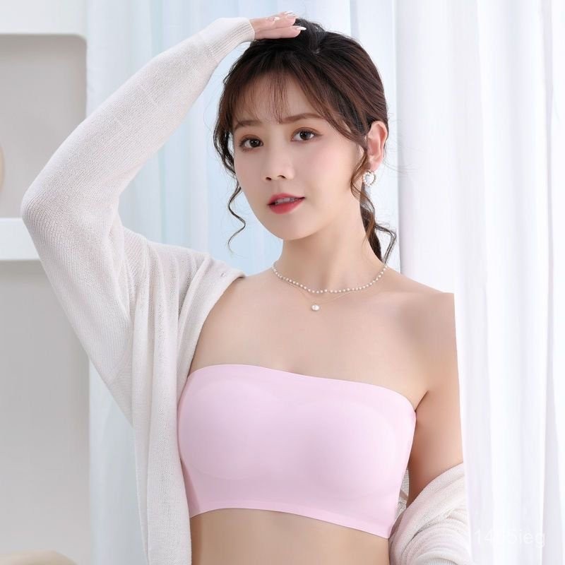 優品質 內衣 涼感內衣 冰絲美背無肩帶聚攏防滑內衣女薄款夏季一片式防走光抹胸網紅爆款 胸罩