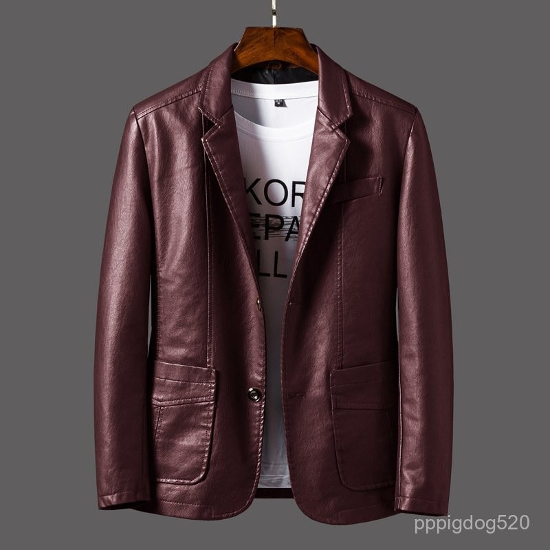 【CHII】臺灣出貨 免運 皮衣男 外貿男士皮衣韓版休閒西裝外套男春秋青年西服PU皮修身機車服夾克