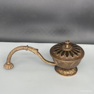 佛敎用品 佛具 法器 蓮花香爐 手爐手持香爐 香道擺件 手持蓮花好運薰爐擺件鏤空香爐沉香祥雲家用室內蓮蓬圓形