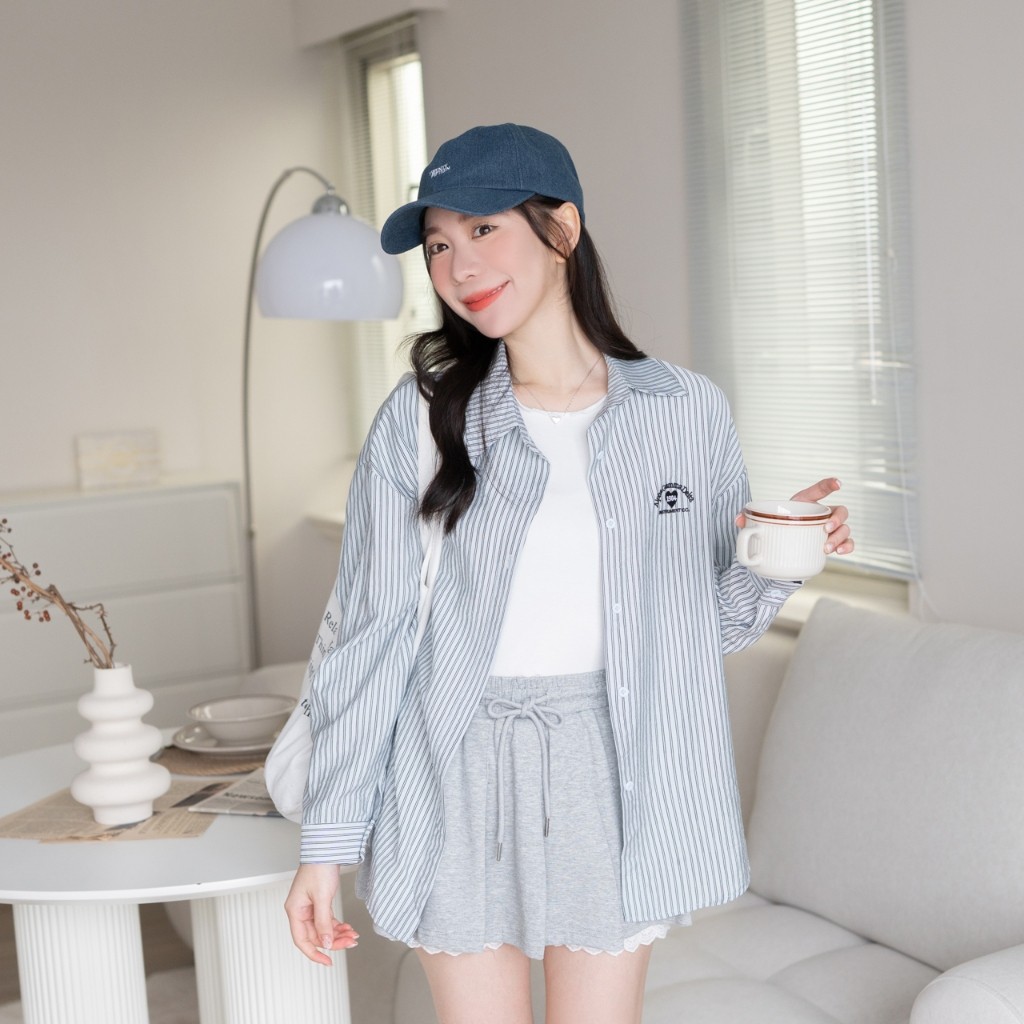 現貨~歐膩特調！1904愛心刺繡長袖襯衫【BG772661】DesireShop