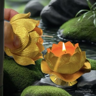 【無煙環保】酥油燈 蓮花燈蠟燭 供佛燈 如意金蓮花燈 佛堂金蓮荷花燈 石蠟造型燭臺 家用供燈 蠟燭 蓮花酥油蠟燭 蠟燭供