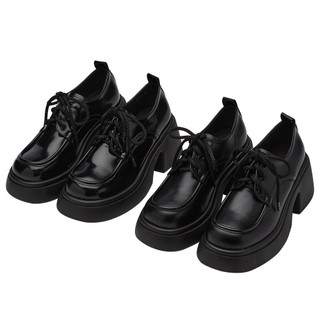 【Grace Gift】厚底鞋 牛津鞋 皮鞋女【通勤神器輕量厚底牛津鞋】2色 35-40號 面試 百搭 通勤鞋