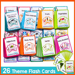 26 Themes English Words Learning Pocket Card for Toddlers Ve