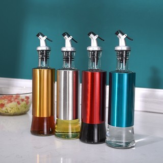 1 SET 350ml Bottle Clear Glass Sauce Oil Dispenser Stainless