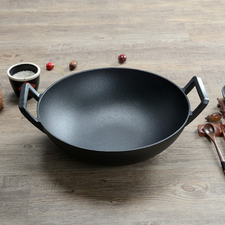 Old-fashioned Double-ear Cast Iron Wok Cast Iron Pan Thick N
