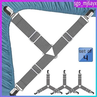 4 PCS Bed Sheet Elastic Holder Straps Clip Triangle / Mattre