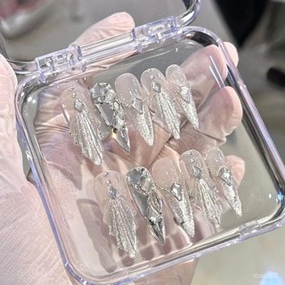 💥加一爆款💥現貨 隔日達【長尖魚尾】純手工美甲 貝殼穿戴甲 立體穿戴甲 滿鑽穿戴甲 魚尾穿戴甲 長款美甲 長杏仁穿戴甲