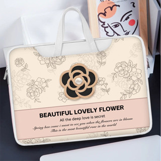 ⚡️純粹男選⚡️簡約14吋筆電包 山茶花圖案內膽包 輕薄防震電腦手提包 適用華為MateBook聯想小新 筆記型電腦收納