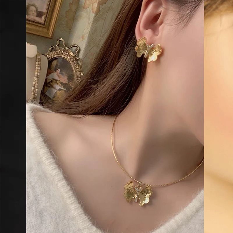 BOEY精品飾品-意大利手工925銀蝴蝶耳釘大樹芒綴天然鋯石復古高級感耳飾精品女