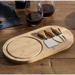 Cheese plate wooden round cheese plate cheese knife 4-piece