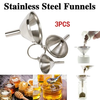 3PCS Stainless Steel Funnels Canning Detachable Strainer Fil